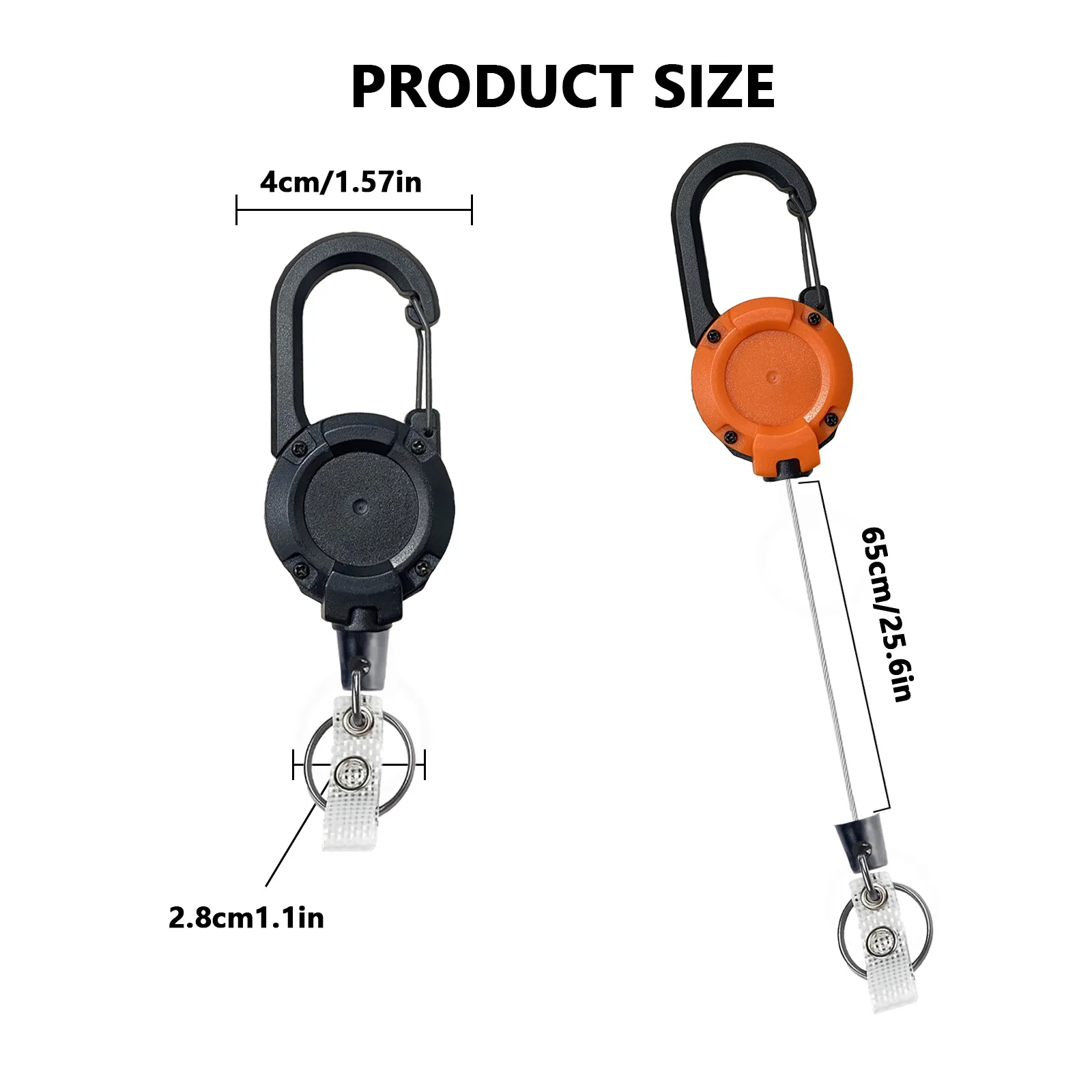High Elastic Steel Wire Retractable Badge Reel With Carabiner Backpack Clip, Portable Anti-lost Keychain & ID Card Holder