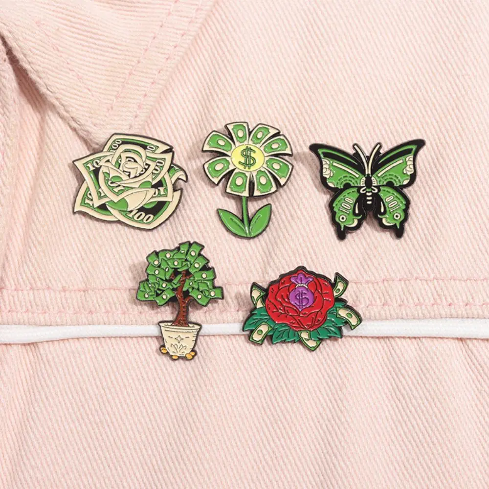 لطيف "الغنية" شارة شجرة زهرة الكرتون الإبداعية المعادن المينا بروش شارة لصديق هدية على ظهره الملابس قبعة الملحقات