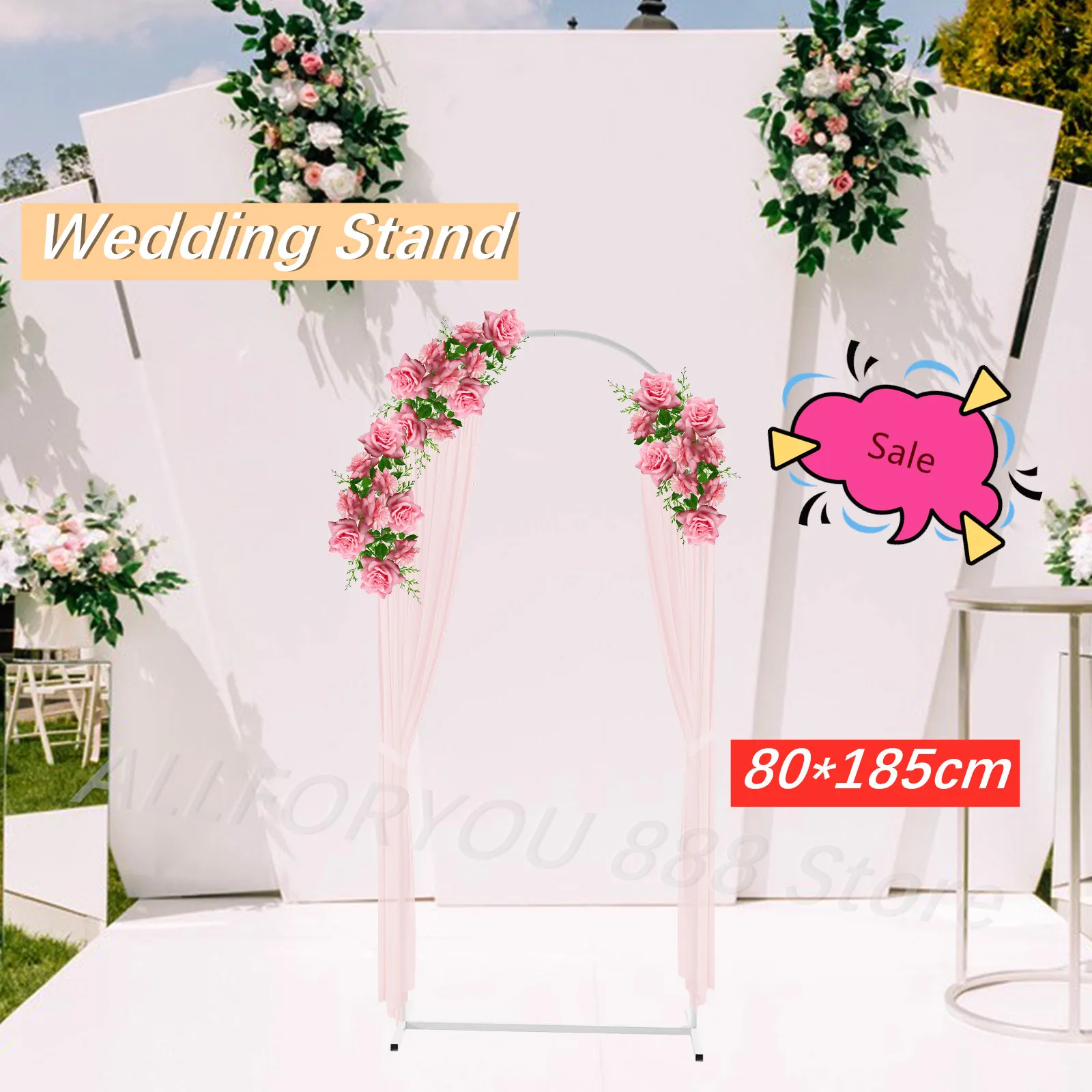 Wedding Arch Arbor 80*185cm White Metal Garden Stand Outdoor Wedding Birthday Party Decorative