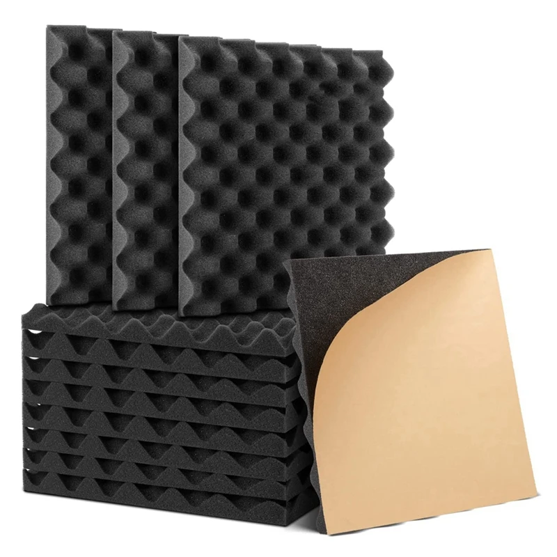 12 Pack Self-Adhesive Sound Proof Foam Panels, High Density Soundproof Wall Panels Egg Crate Sound Panels