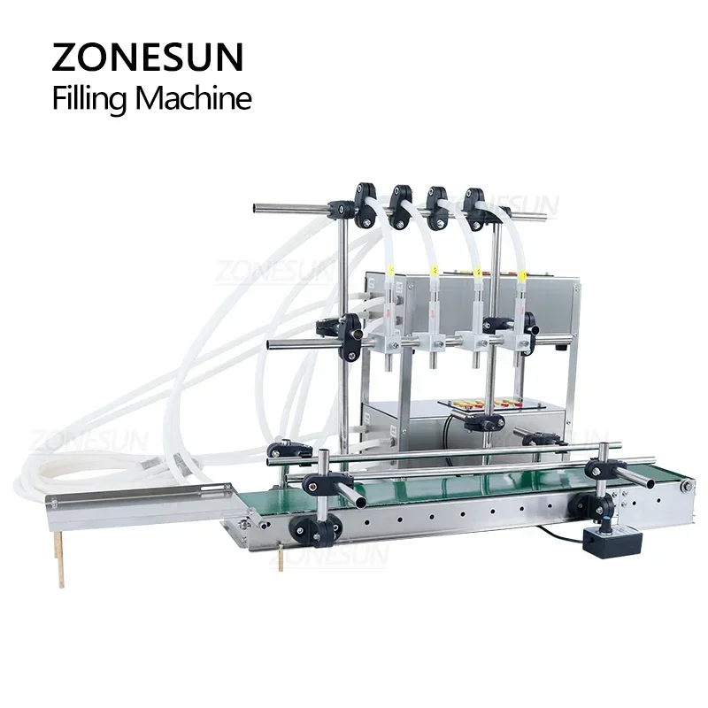 ZONESUN ZS-DTDP4G Автоматическая машина для розлива жидкостей с 4 мембранными насосами для соков и косметических бутылок