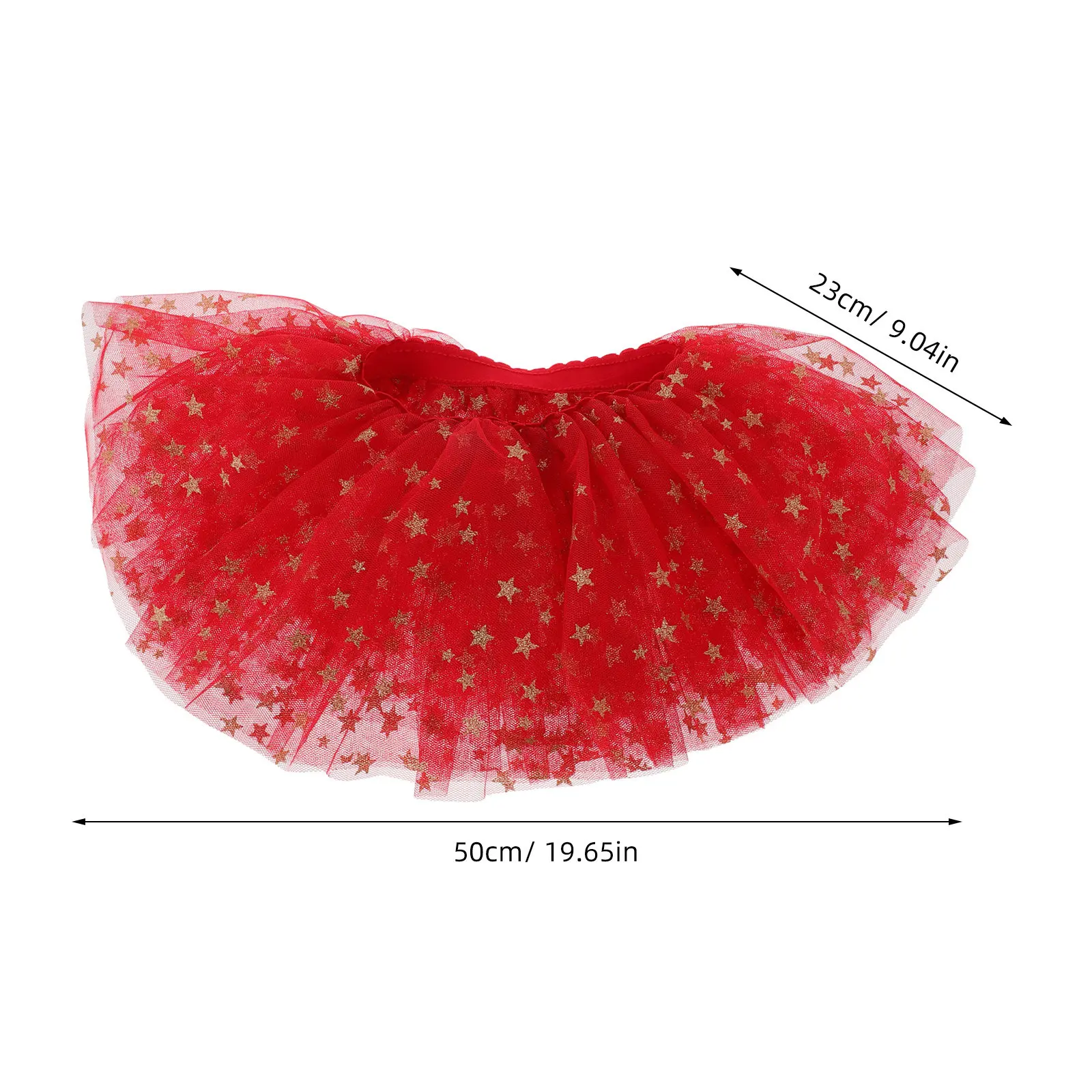 Girls Layered Tutu Skirt Red Sparkling Stars Sequin Mesh Tulle Spring Skirt for Birthday Party Wedding Ballet
