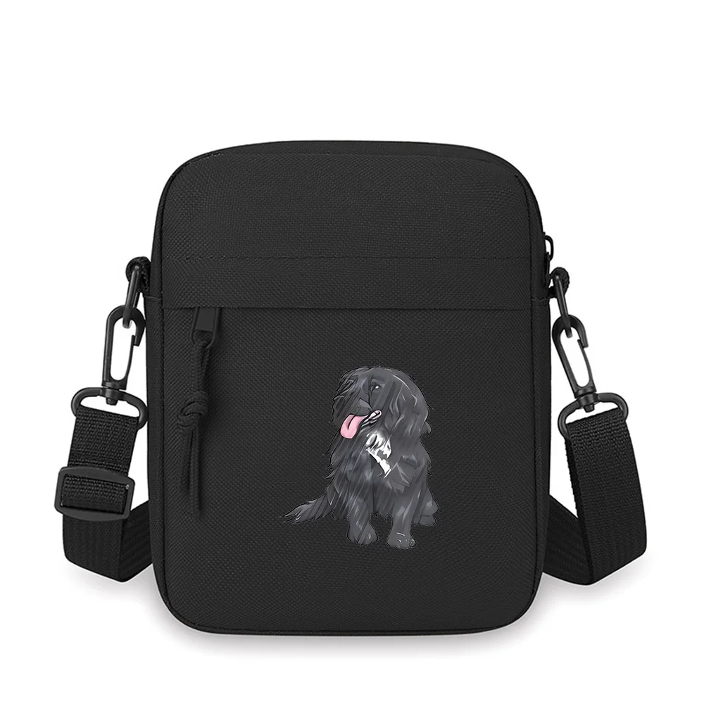 

Black dog tongue out happy pose Men Crossbody Bag Single Shoulder Women Cartoon Anime Film Printing Design Unisex