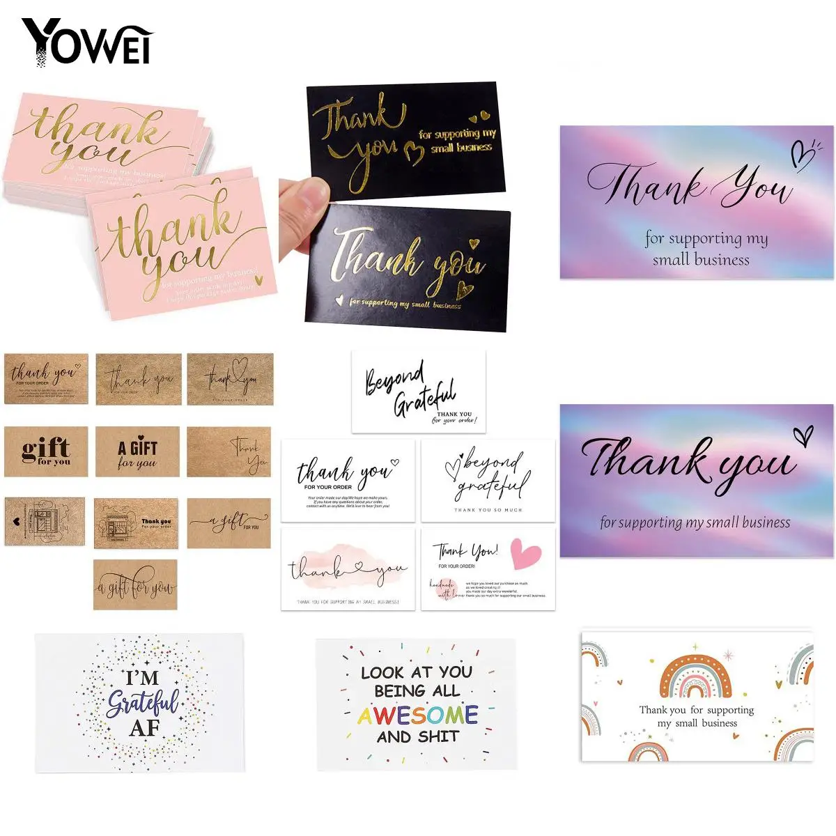 50PCS Thank You For Your Order Business Cards Shopping Purchase Thanks Greeting Cards Appreciation Card For Small Business