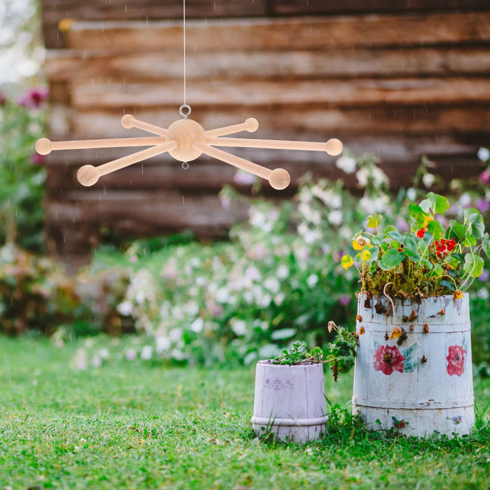 

Wooden Mobile DIY Wind Chime Base 6 Wooden Wind Chime Base Legs Round Shape Craft Decoration Garden Yard Accessories