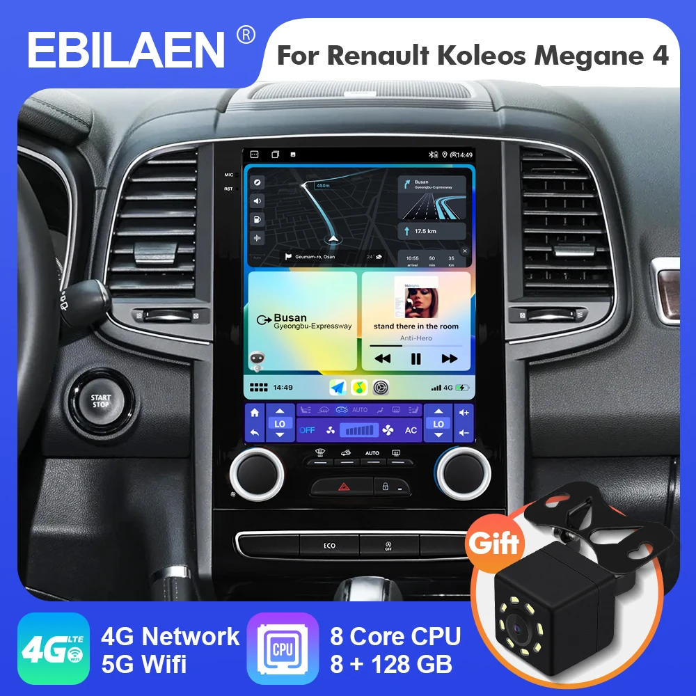 EBILAEN-Radio Multimedia con GPS para coche, Radio con Android 12, estilo Tesla, 2 Din, para Renault, Samsung SM6, Talisman, Koleos, Megane 4, 2017-2019