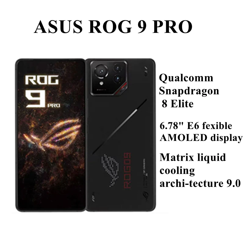 هاتف ROG 9 Pro 5G للألعاب سنابدراجون 8 Elite 6.78 بوصة 185 هرتز شاشة إلكترونية LTPO 50 ميجابكسل LYT 700 كاميرا 5800 مللي أمبير في الساعة NFC موبايل #1