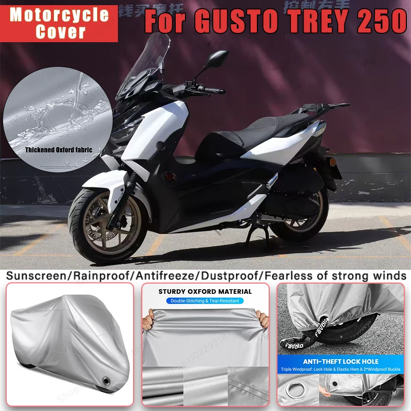 

For GUSTO TREY 250 No Ear Motorcycle Cover - Outdoor Full Body Protection, Waterproof Dustproof Heat-Resistant Moto Accessories