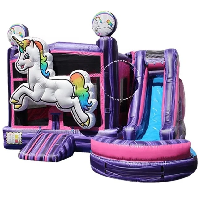 2021 Inflatable Bounce House unicorn Bouncer with Slide Carton Inflatable Castle Combo Slide with Pool for Kids and Adult