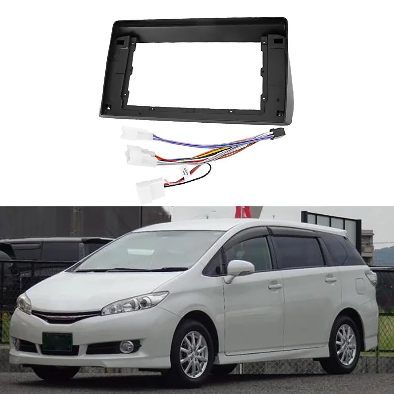 Fascia mobil 2Din 10 inci untuk TOYOTA WISH 2009-2012 Stereo Fascias Panel pemasangan dasbor Kit rangka DVD mobil di dasbor