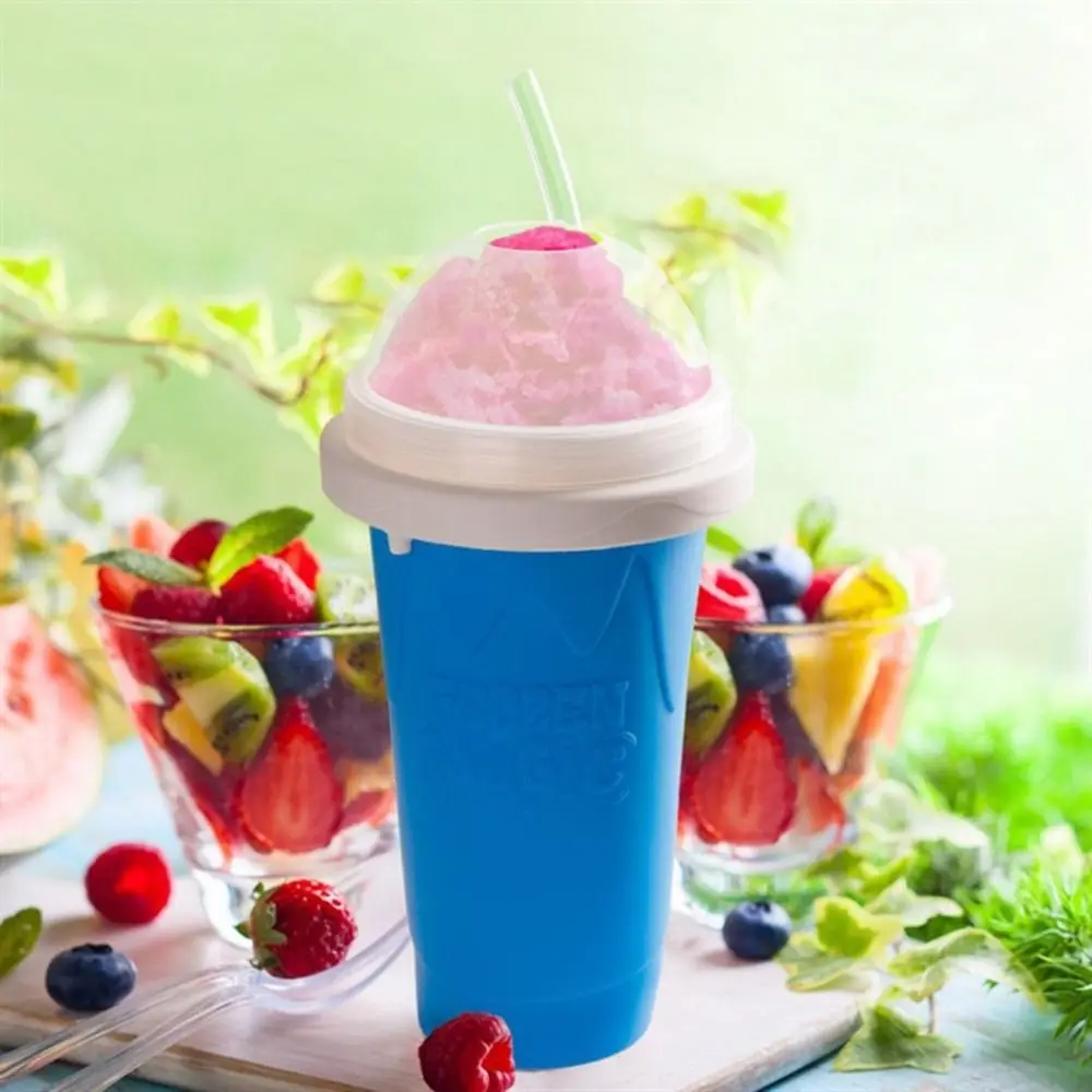 

Creative Silicone Smoothies Squeeze Cup Large Capacity with Lid Ice Cream Maker Cups Quick-Frozen DIY Juice Water Bottle Summer