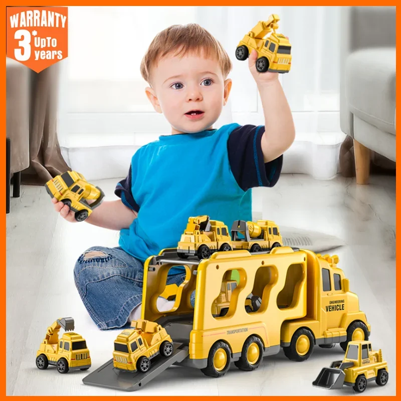 Excavator Bulldozer Toys Cars Engineering Vehicles Diecast Carrier Truck Model Sets Kids Educational Boys For Toys Gifts