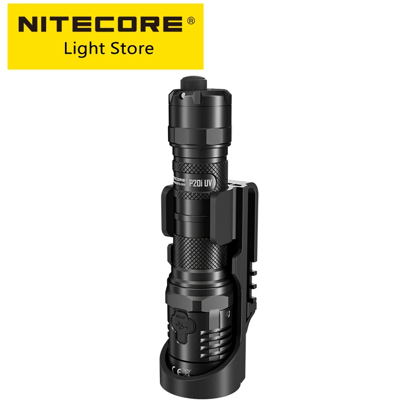 

Тактический фонарь NITECORE P20iUV 2026 года, 1800 люмен, для самообороны, перезаряжаемый, с двойным источником света (УФ-прожектор + аккумулятор NL2140i)