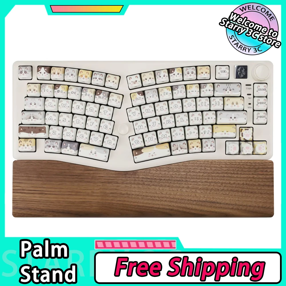 Leobog Alice A75 Keyboard Palm Stand kayu kenari disesuaikan dukungan Wrist Pad Adapter Keyboard untuk Ajazz AKS068Pro Feker Alice80