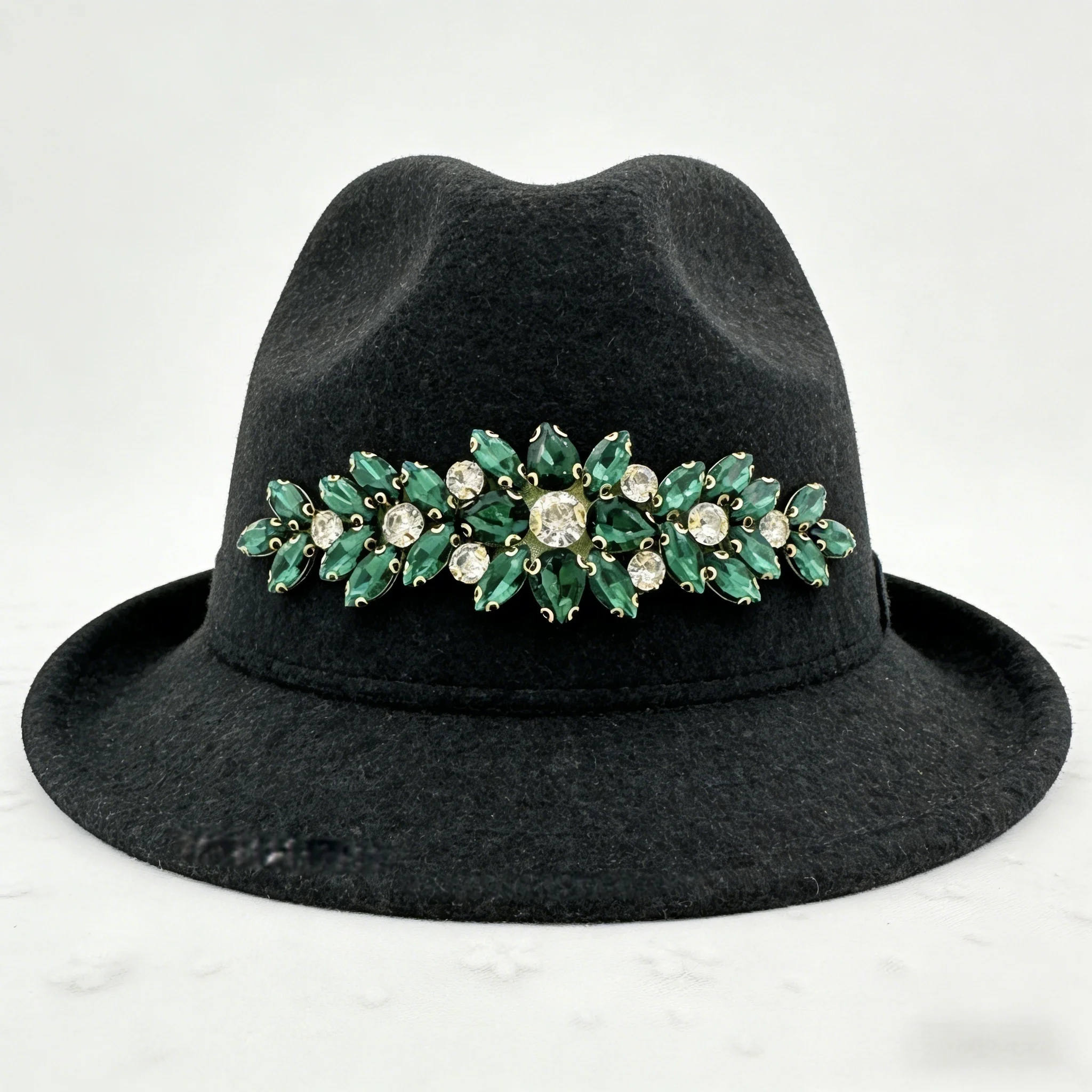 Elegant Vintage Green Diamond Flower Brooch Heavy Work Grandmother Design Fashionable Accessory for Dresses And Gowns view 3