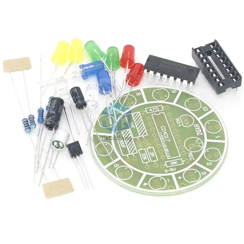 Fun 4017 Colorful Voice-activated Rotating LED Lights Circuit Board Production DIY Kit Electronic DIY Production Parts