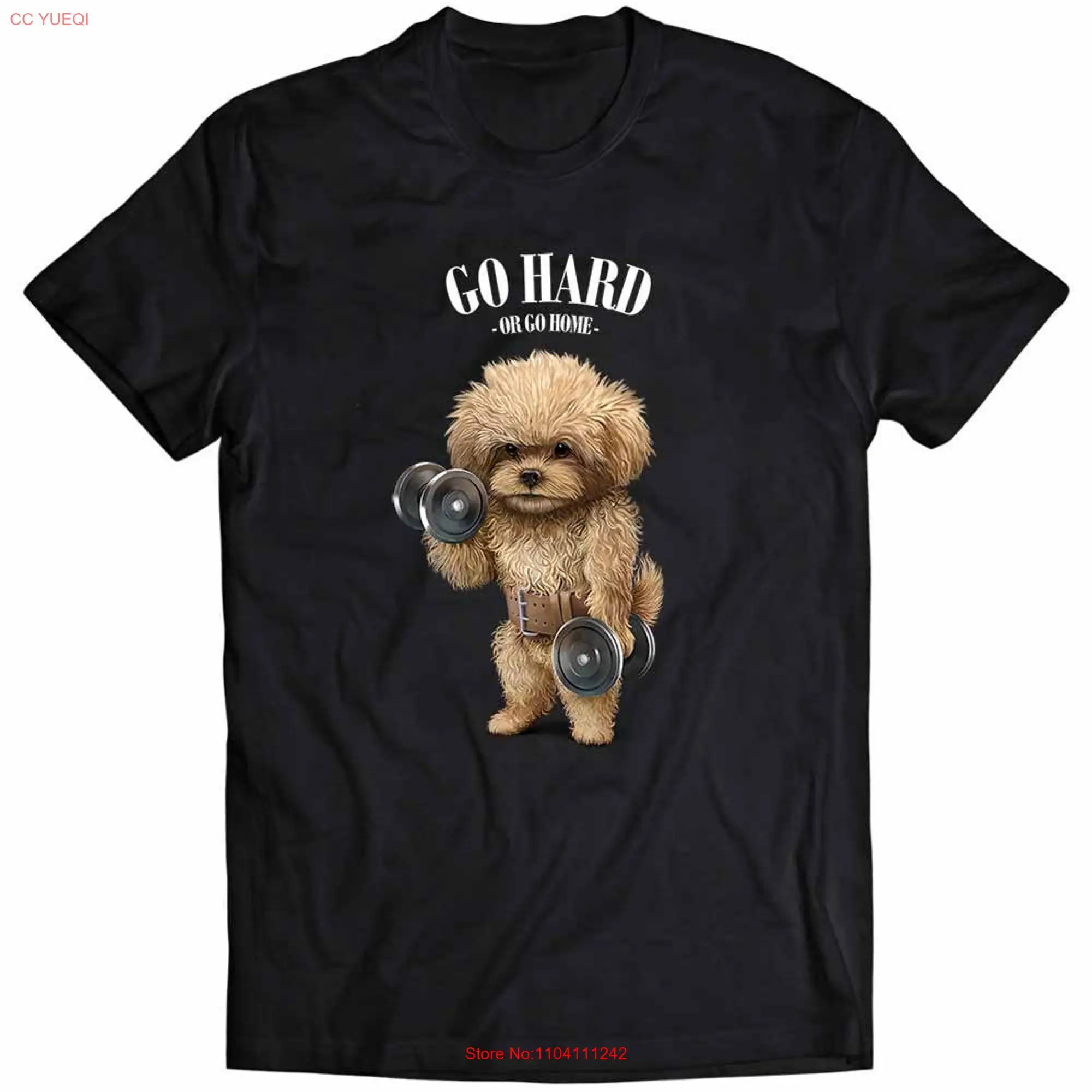 Muscle Building Toy Poodle Dog Dumbbell Training in the Fitness Gym  Youth T Shirt PrintStarT long or short sleeves