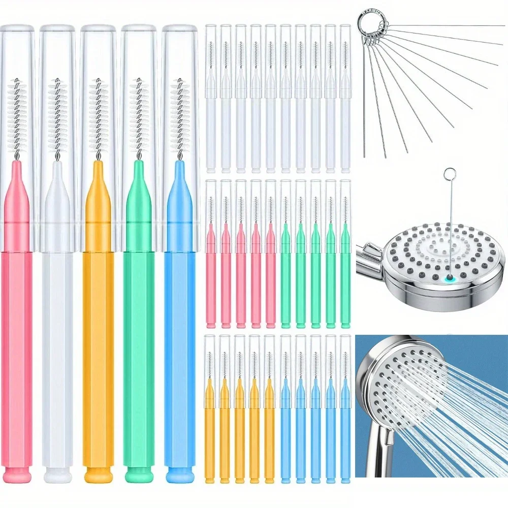40Pcs/Set Shower Head Hole Cleaning Brush Anti-clogging Pore Gap Cleaning Tools Kitchen Bathoom Phone Hole Clean Small Brushes