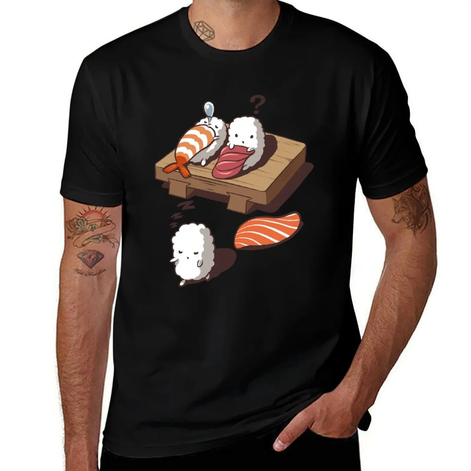 Funny Sleep Walking Nigiri Sushi T-Shirt Casual Pattern Print Tee Shirt