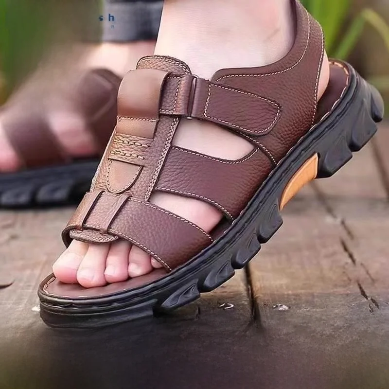 

Мужские сандалии 2026: Новые, износостойкие, модные, нескользящие, водонепроницаемые, для пляжа, вождения и работы, легко надеваемые