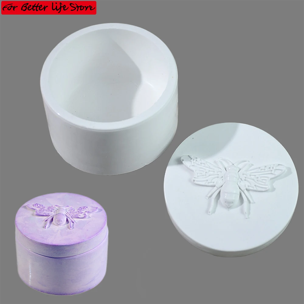 1 piece Making Handmade Decor Gypsum Honey Bee Jar Resin Mold for Concrete Candle Jar Jewelry Storage Box Resin Mold Jewelry