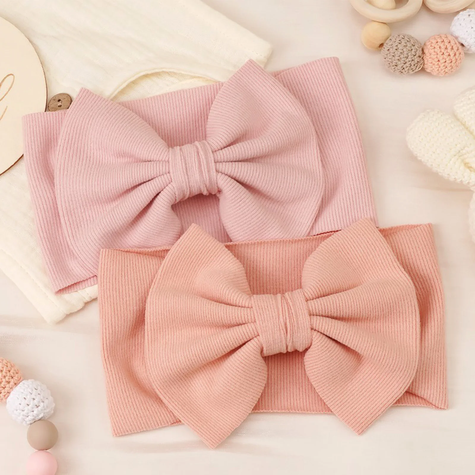 24pcs New Cute Handmade knit Bow Headbands for Girls Wide Elastic Turban Head Wraps Baby Hairbands Kids Hair Accessories Bulk