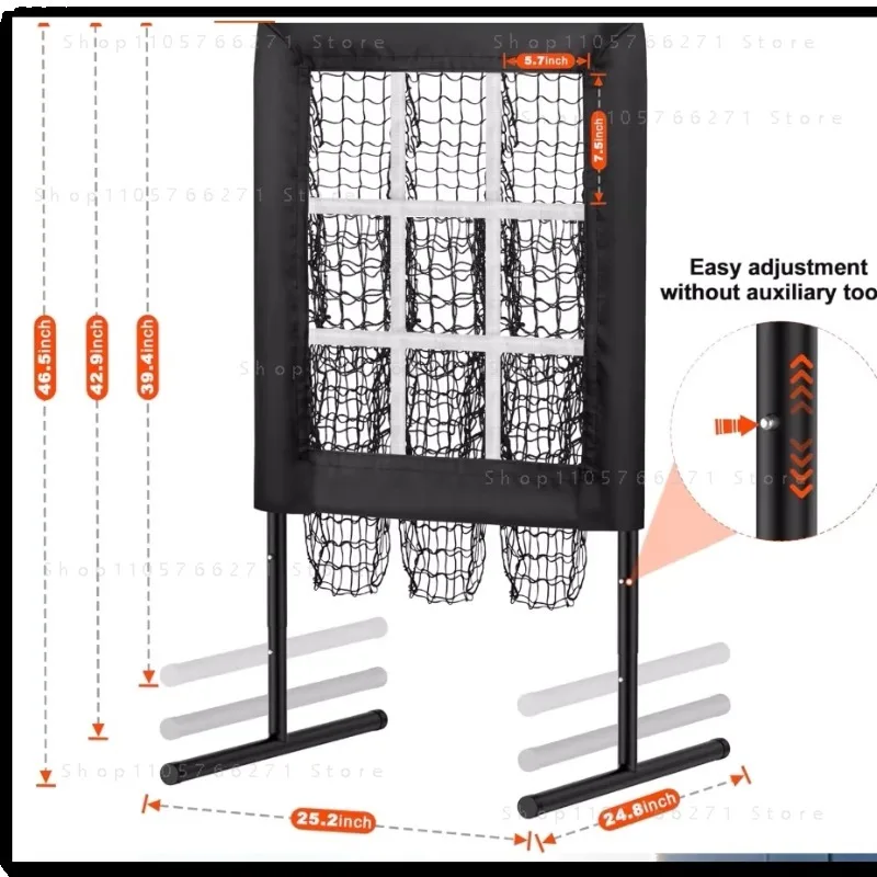 Small Jiugongge Baseball Net Portable, Baseball Pitching Practice Net Good Ball Area Throwing Net