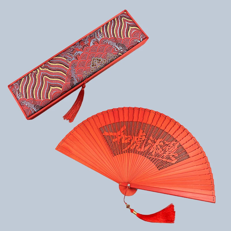 China Red Fan Wedding Gift Hand Fan Personalized Wedding Gift Guest Gift Daily Hand Fan Portable Hand Fan Dance Fan