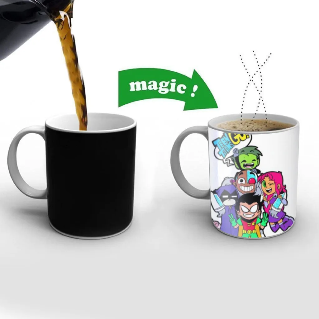 Cartoon T-TEEN-TITAN G-GO Free shipping Magic Color Changing Ceramic Coffee Mug Cup Friends Gift