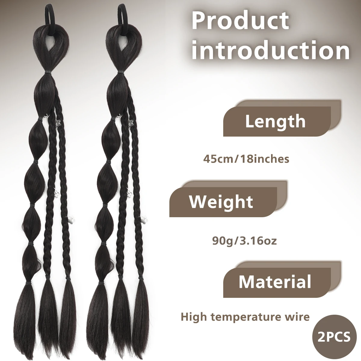 Synthetic lantern braided ponytail woman ponytail hair extension heat-resistant wig cute double ponytail bubble wig