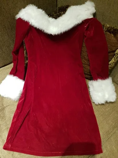 M-XXL High Quality Women Sexy Red Velvet Christmas Dresses Santa Claus Outfits Cosplay Costumes Adults Xmas Fancy Party Dress