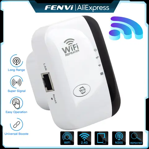 Répéteur WiFi sans fil FENVI 300Mbps 2.4Ghz répéteur extension réseau plage 802.11N/B/G répéteur WiFi sans fil Booster répéteur