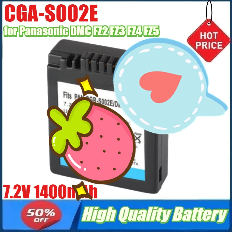 

7.2V 1400mAh CGA-S002E S002 DMW-BM7 Battery for Panasonic DMC FZ2 FZ3 FZ4 FZ5 FZ15 FZ10 FZ20 FZ1 Battery