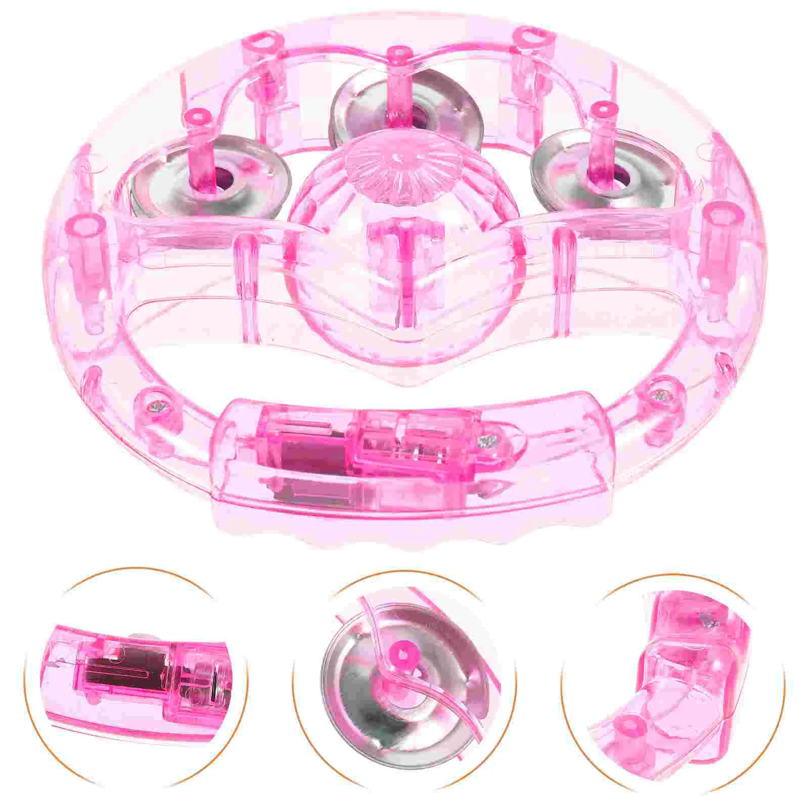 

2 Pcs Drum Flash Rattle Light up Toys Crystal Powder Musical Instrument for Kids Handheld Tambourine Tambourines Pink Baby