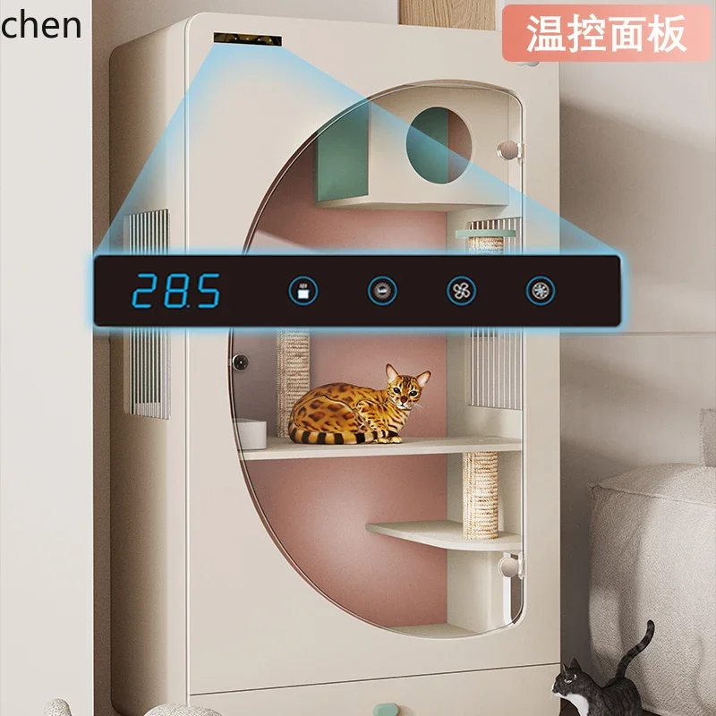 Y16- Modern Light Luxury Premium Mansion Smart Thermostatic Cat Villa Cabinet Small Living Room Home Cage Indoor