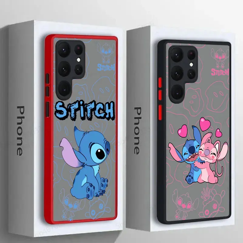 Angel Stitch Cartoon Phone Case For Samsung Galaxy S24 Case S23 Ultra S22 S21 S20 FE S10 Plus For Samsung S24 Note 20 Ultra Case