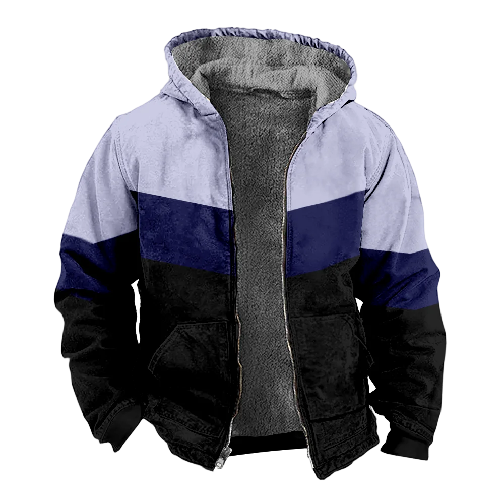 Men's Winter Jackets Coats,vintage color patchwork retro Pattern Cotton Clothes Overcoat Portable HIP HOP Dance