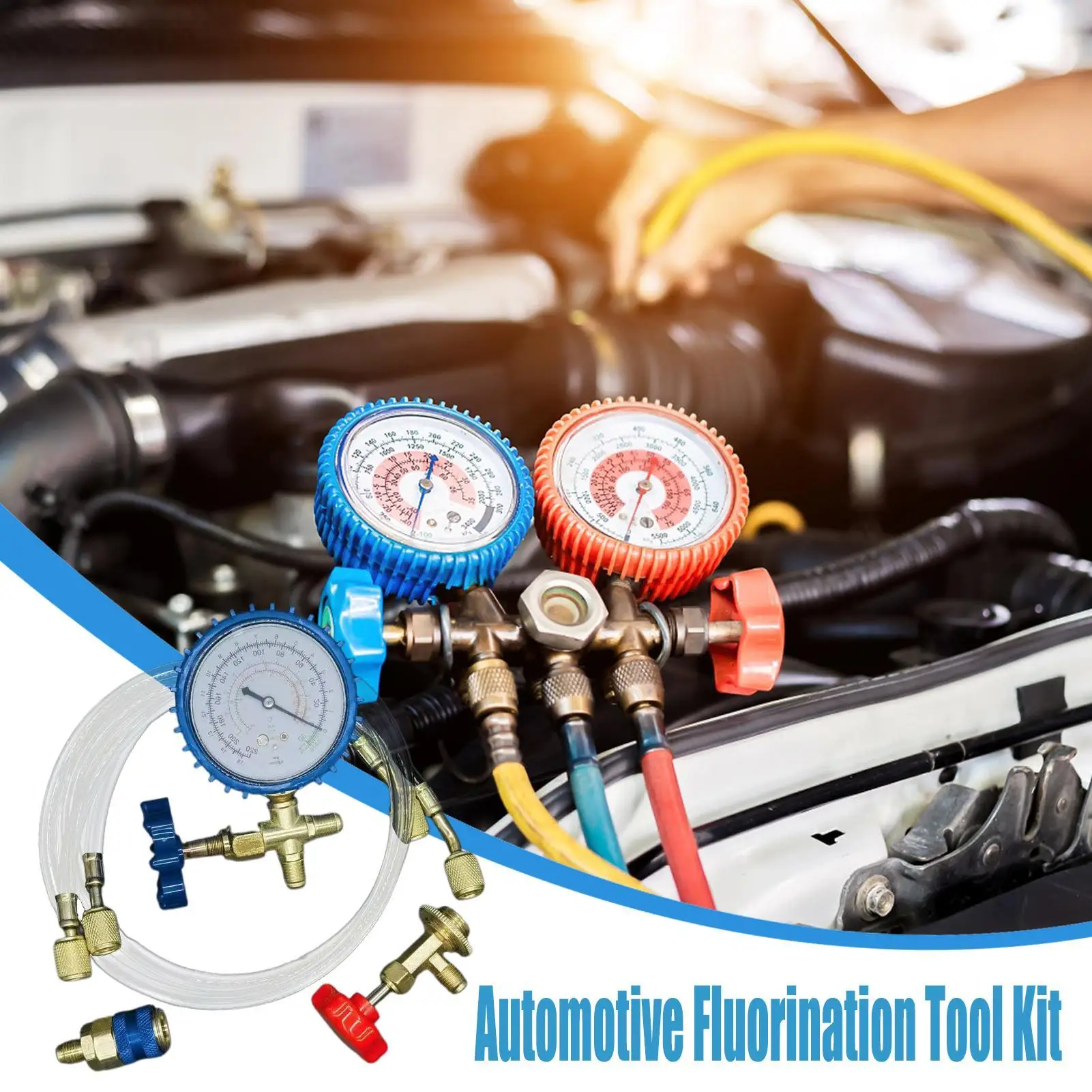 

R134A AC Refrigerant Recharge Measuring Hose with Pressure Gauge Car AC Air Conditioning Refrigeration Rubber Filling Hose