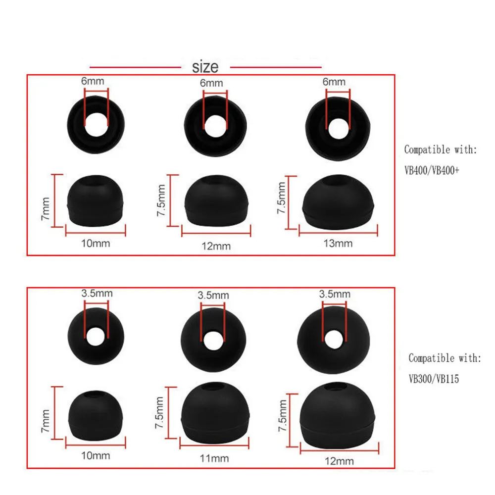 3Pairs Ear Tips Caps for Motorola VB400 VB400+ VB300 VB115 Earphone Earbuds Tips Eartips Eargels Accessories Parts Earcaps