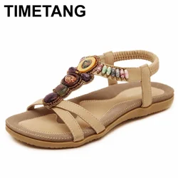 TIMETANG Bohemia women sandals fashion shoes women summer style women shoes flats flip flops plus size free shipping  C062