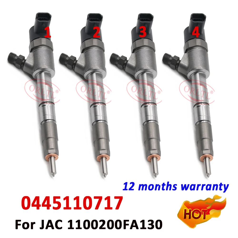 

4 PCS ORLTL 0445110717 Diesel Oil Injector 0 445 110 717 0 445 110 718 Nozzle 0 445 110 794 For JAC 1100200FA130 CRI2-16