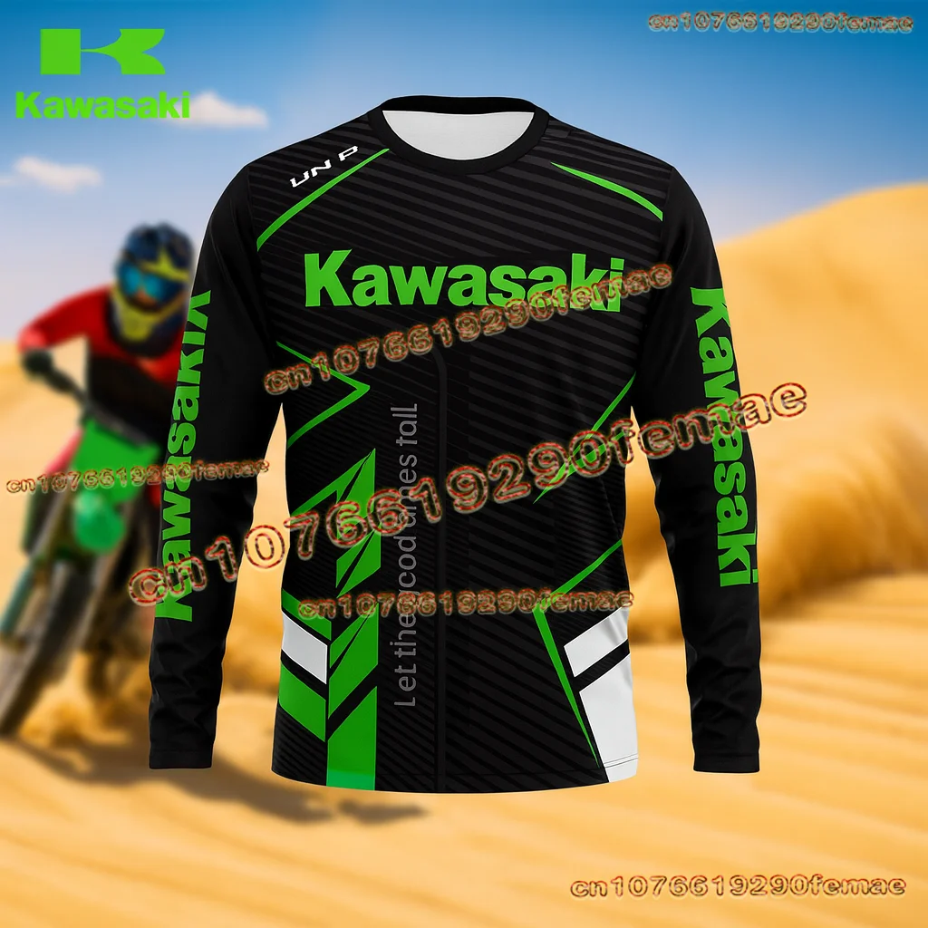 Kawasaki – maillot de vélo de saleté pour hommes, manches longues, séchage rapide, confortable et respirant, chemise de moto