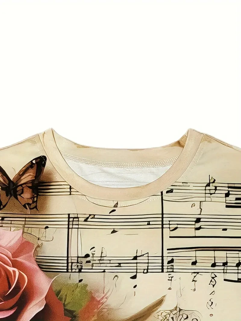 Damen PLUS Größe 3D Retro bedrucktes Kurzarm-T-Shirt, locker und lässig, weich, bequem und atmungsaktiv, Outdoor-Sport