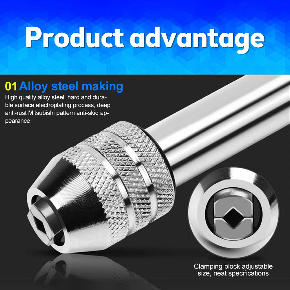 M3-M8 Adjustable Silver T-Handle Ratchet Tap Holder Wrench 3mm-8mm Machine Screw Thread Metric Plug T-shaped Tap Holder Wrench