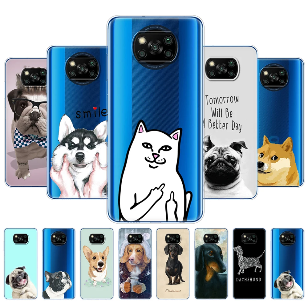 For Xiaomi Poco X3 NFC Case Back Phone Cover For POCO X3 Pro PocoX3 NFC 6.67 inch POCOPHONE Bag Cute cat Dog husky akita bulldog