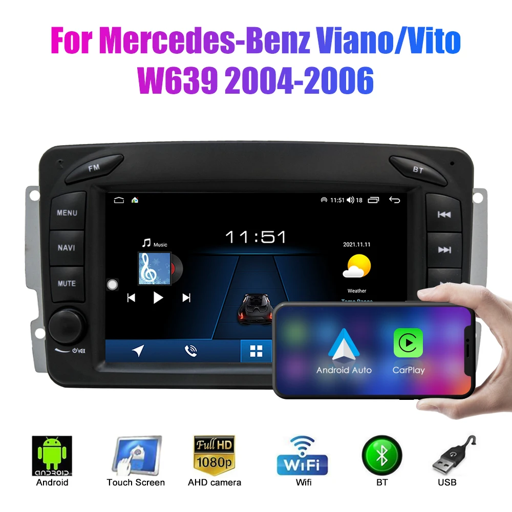 

2 Din Android автомобильный радиоприемник для Benz C class W203 2000-2005 автомобильная стереосистема автомобильный мультимедийный видео DVD-плеер GPS-навигация Carplay