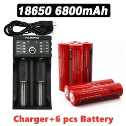 100% Brand New Original 18650 6800mAh Rechargeable Battery 3.7 V Lithium-ion Battery for Laser Power Supply,LED Flashlights