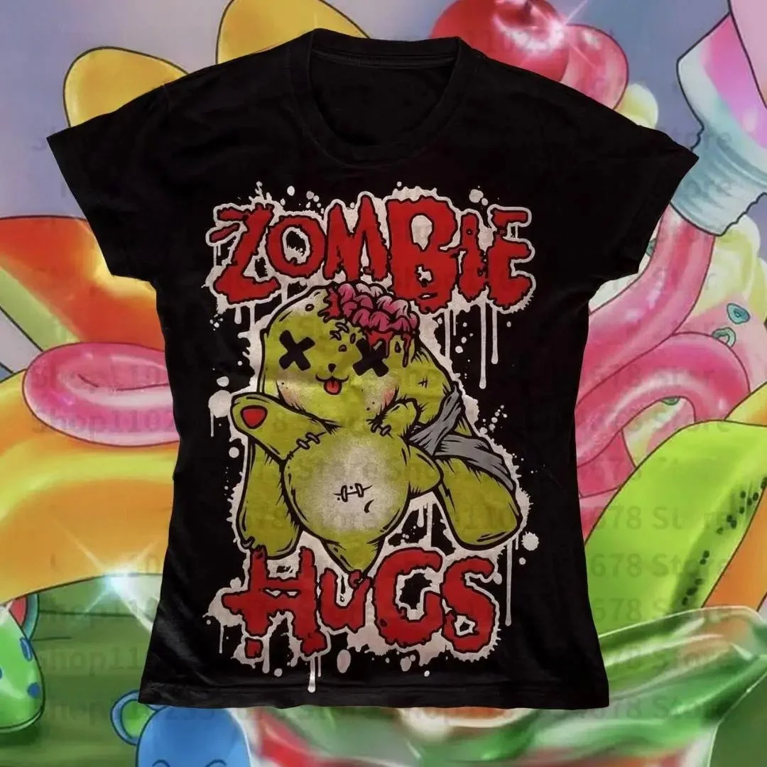 

Женская сексуальная футболка в стиле Харадзюку с буквенным принтом, детская футболка в готическом стиле, повседневная весна 2026, другой материал, 00% моя уличной одежды