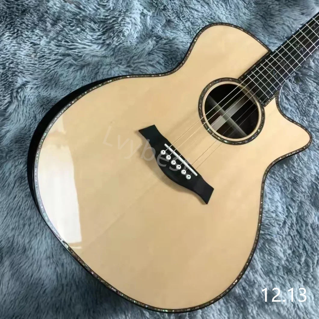 Custom 40 Inch Abalone Binding 914 Style Acoustic Guitar in Natural Color