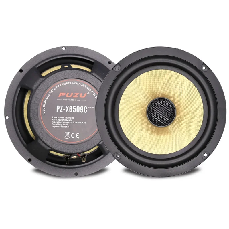 PZ-6509C 2-Way Co-Axial Car Audio Speakers With 180W Output Power Glassfiber Cone Deep Bass Sound Quality